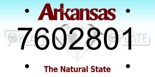 7602801 Arkansas License Plate