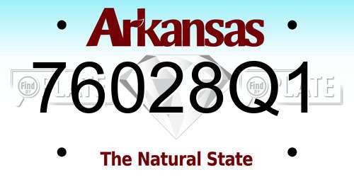 76028Q1 Arkansas License Plate