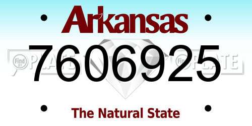 7606925 Arkansas License Plate