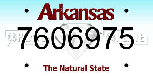 7606975 Arkansas License Plate