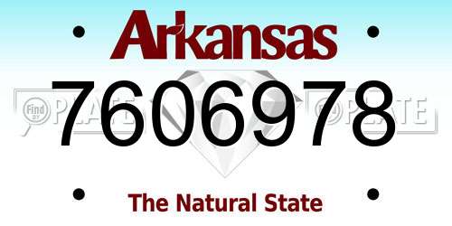 7606978 Arkansas License Plate