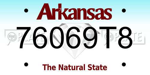 76069T8 Arkansas License Plate