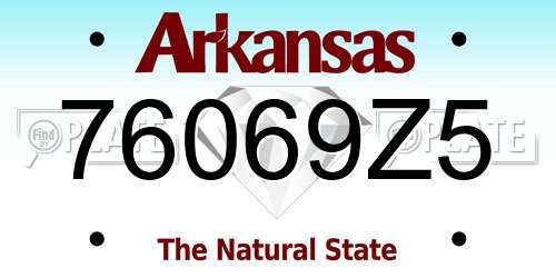 76069Z5 Arkansas License Plate