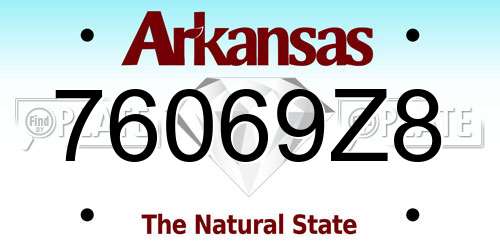 76069Z8 Arkansas License Plate