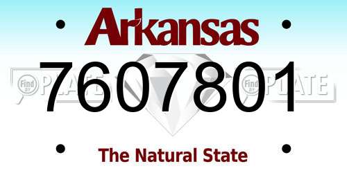 7607801 Arkansas License Plate