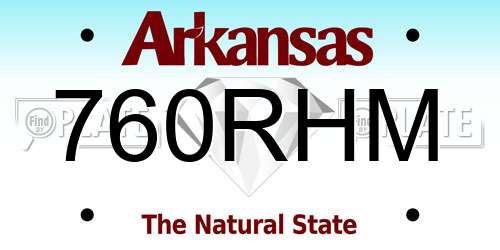 760RHM Arkansas License Plate