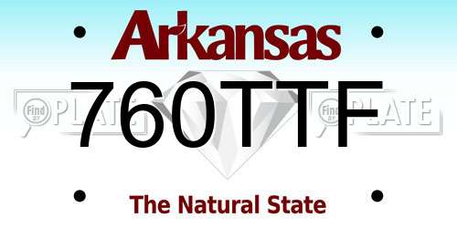 760TTF Arkansas License Plate