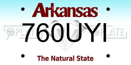 760UYI Arkansas License Plate