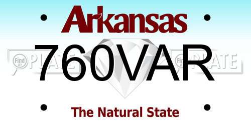 760VAR Arkansas License Plate