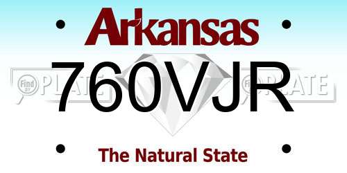 760VJR Arkansas License Plate