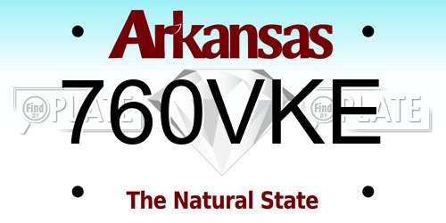 760VKE Arkansas License Plate