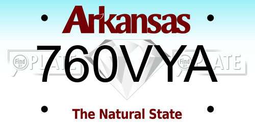 760VYA Arkansas License Plate