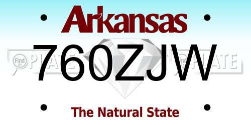 760ZJW Arkansas License Plate