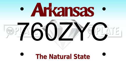760ZYC Arkansas License Plate