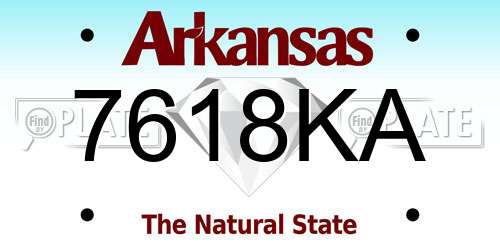 7618KA Arkansas License Plate