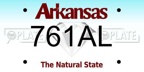 761AL Arkansas License Plate