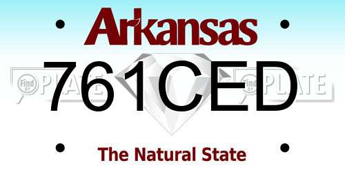 761CED Arkansas License Plate