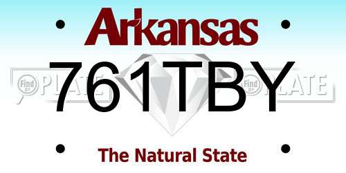 761TBY Arkansas License Plate