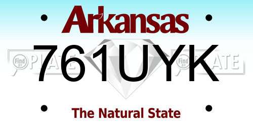 761UYK Arkansas License Plate