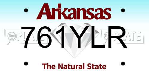 761YLR Arkansas License Plate