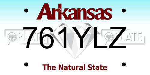 761YLZ Arkansas License Plate