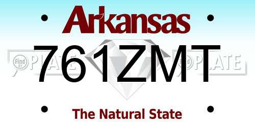 761ZMT Arkansas License Plate