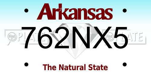 762NX5 Arkansas License Plate
