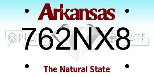 762NX8 Arkansas License Plate
