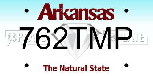 762TMP Arkansas License Plate