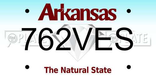 762VES Arkansas License Plate
