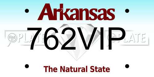 762VIP Arkansas License Plate