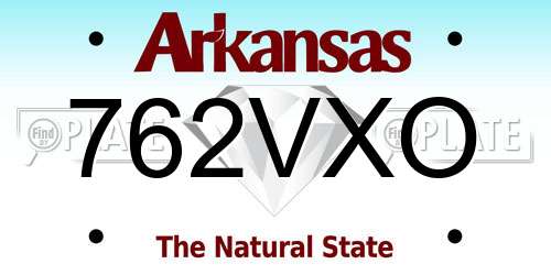 762VXO Arkansas License Plate