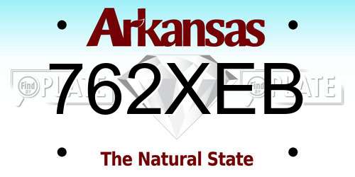 762XEB Arkansas License Plate