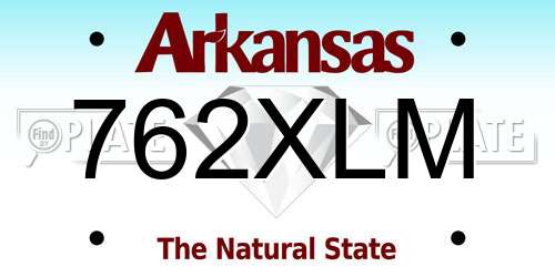 762XLM Arkansas License Plate