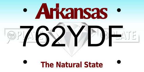 762YDF Arkansas License Plate
