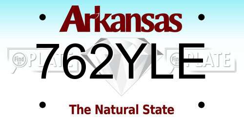 762YLE Arkansas License Plate
