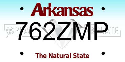 762ZMP Arkansas License Plate