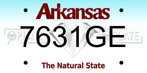 7631GE Arkansas License Plate