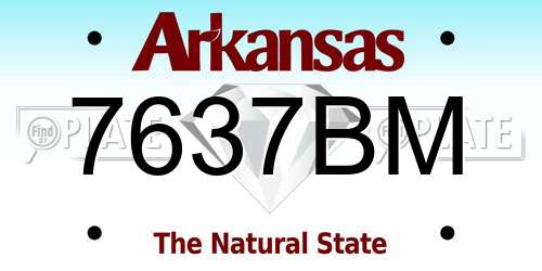 7637BM Arkansas License Plate