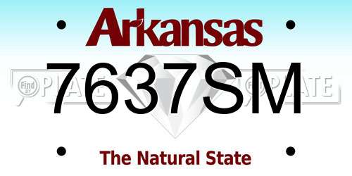 7637SM Arkansas License Plate