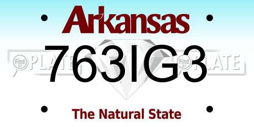 763IG3 Arkansas License Plate