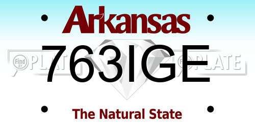 763IGE Arkansas License Plate