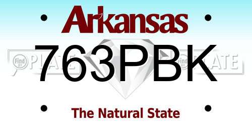 763PBK Arkansas License Plate