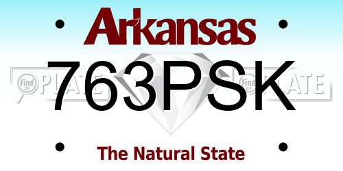 763PSK Arkansas License Plate