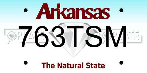 763TSM Arkansas License Plate
