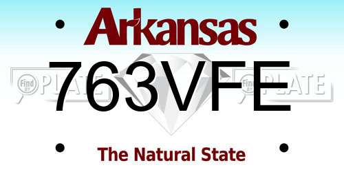 763VFE Arkansas License Plate