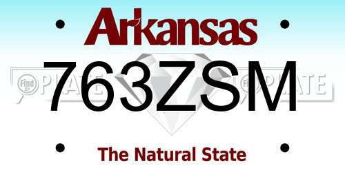 763ZSM Arkansas License Plate