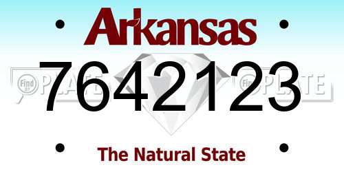7642123 Arkansas License Plate