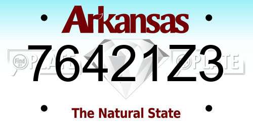 76421Z3 Arkansas License Plate