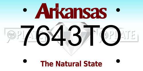 7643TO Arkansas License Plate
